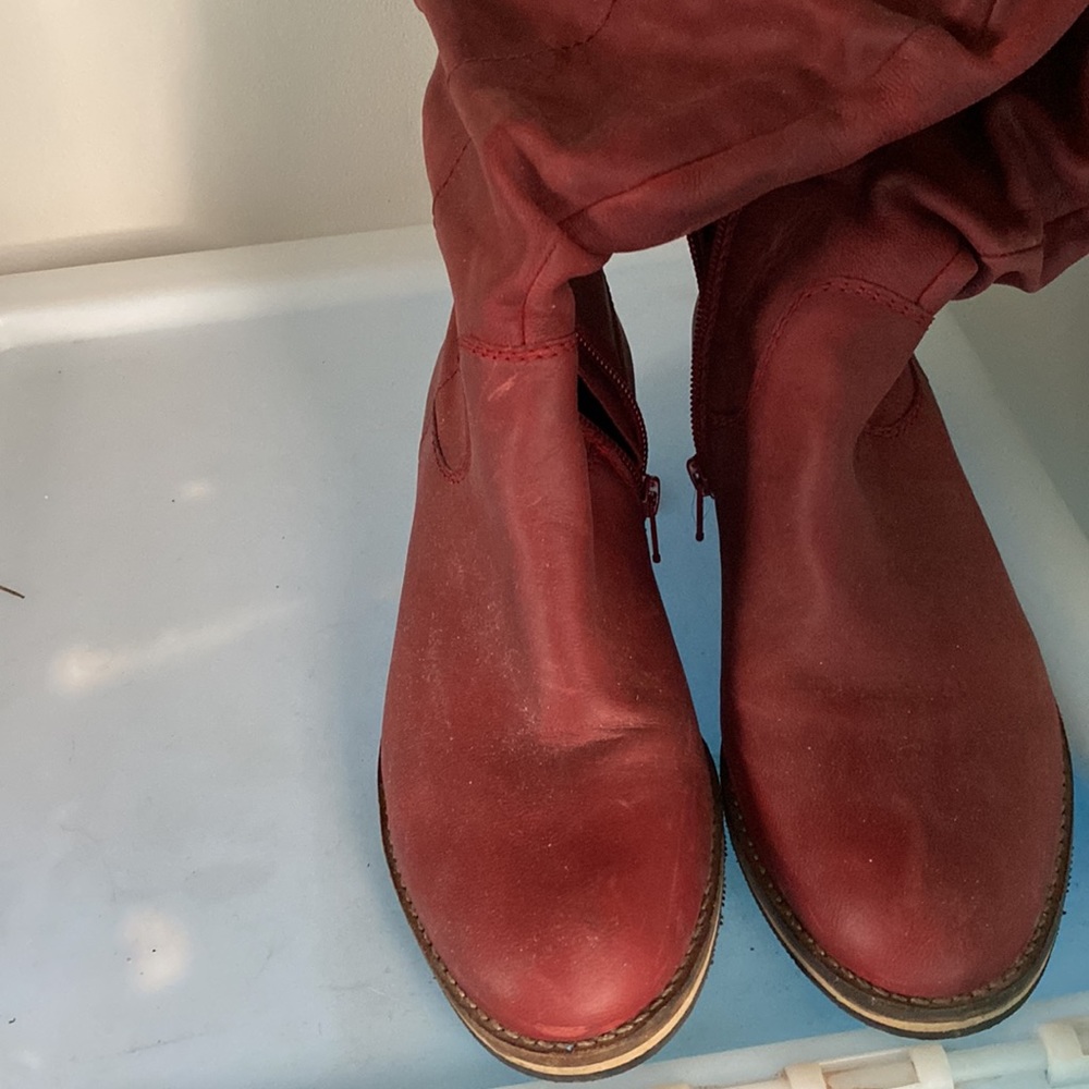 Burgundy Leather Boots - Picture 2 of 3